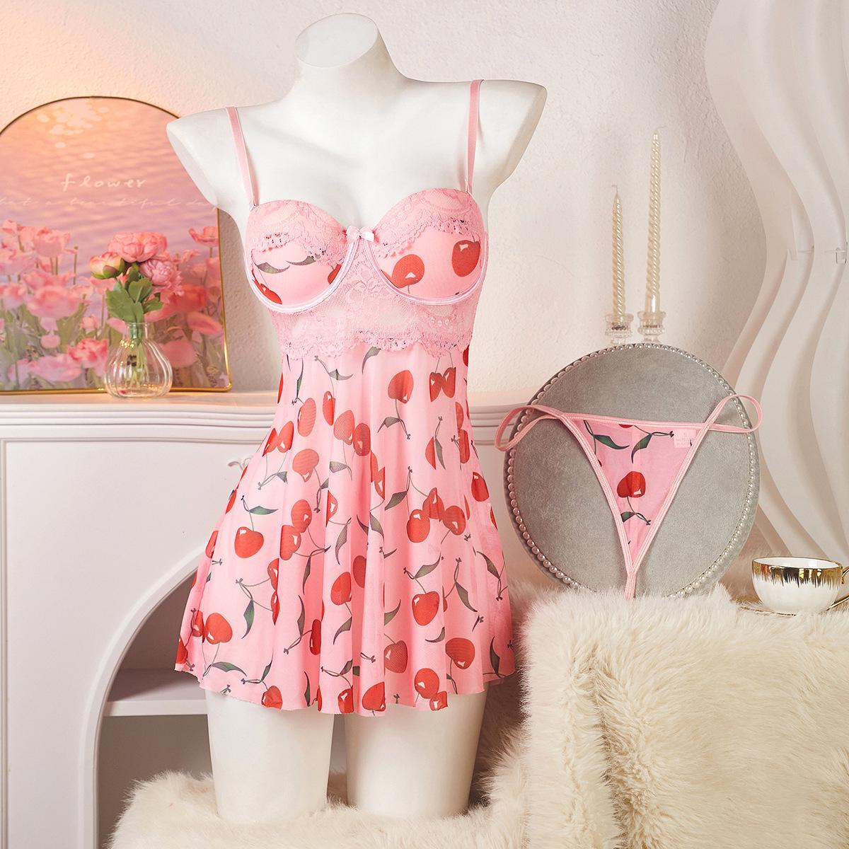 Цветочный принт формованная чашка слинг нижнее белье ночная рубашка S розовый