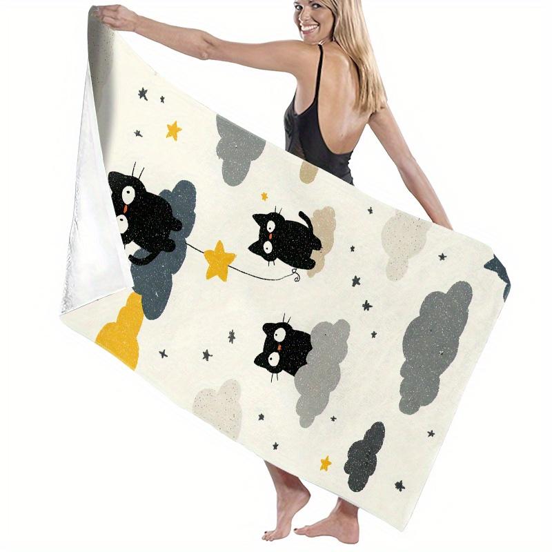 Playful Black Cats Beach Towel, Grey Clouds Yellow Stars Cream Background Soft Microfiber Unisex for Swimming Camping Fun W30*H60(CM)
Playful Black Cats Beach Towel, Grey Clouds Yellow Stars Cream Background Soft Microfiber Unisex for Swimming Camping Fun W30*H60(CM)