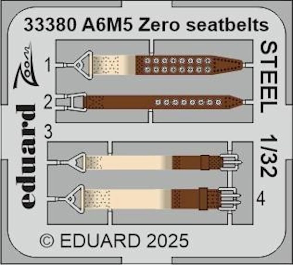 Eduard Mitsubishi Zero Fighter Model 52 Stainless Steel Seatbelt Plastic Model Kit Parts EDU33380 1/32 (for Tamiya) (Airplane)
Eduard Mitsubishi Zero Fighter Model 52 Stainless Steel Seatbelt Plastic Model Kit Parts EDU33380 1/32 (for Tamiya) (Airplane)