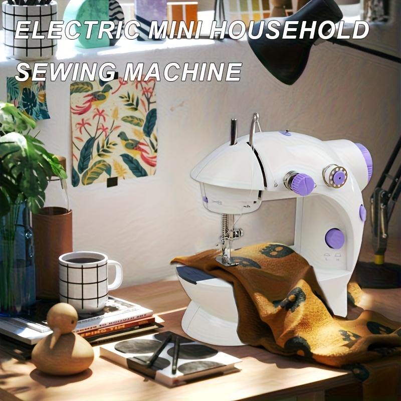 Мини-электрическая швейная машина, домашняя маленькая двухскоростная бытовая портативная ночная лампа с педалью, прямой комплект для начинающих с двумя нитками белый