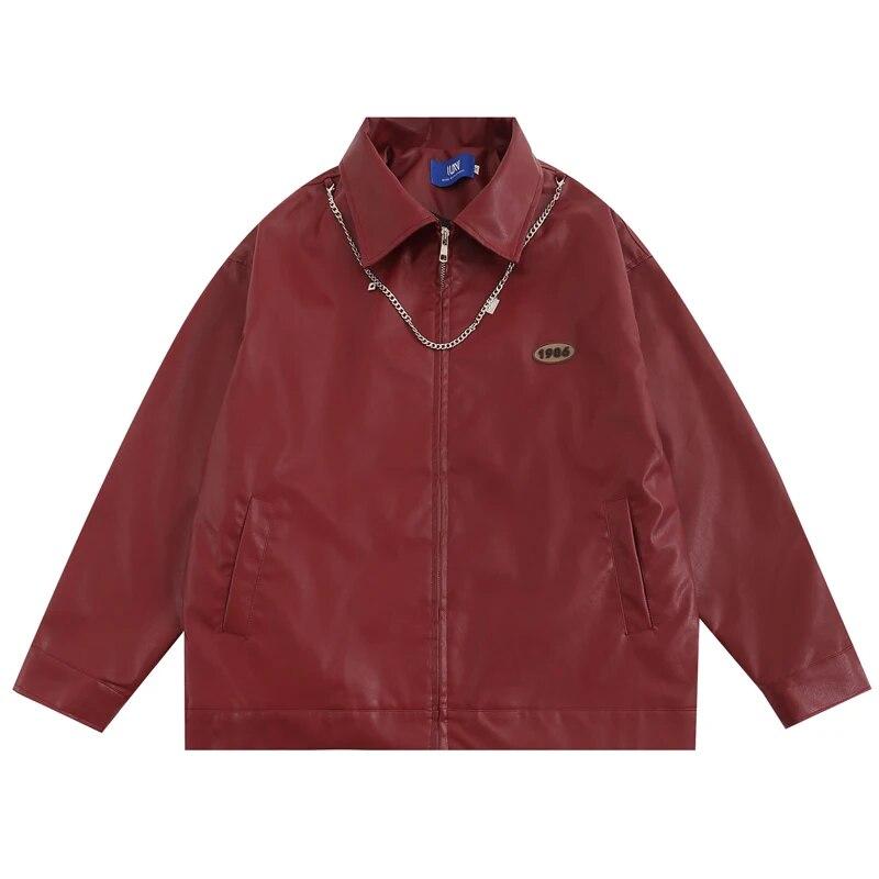 American Retro PU Leather Mens Jackets Solid Color Lapel Casual Loose Motorcycle Jacket Couple High Street Fashion Harajuku Coat
American Retro PU Leather Mens Jackets Solid Color Lapel Casual Loose Motorcycle Jacket Couple High Street Fashion Harajuku Coat