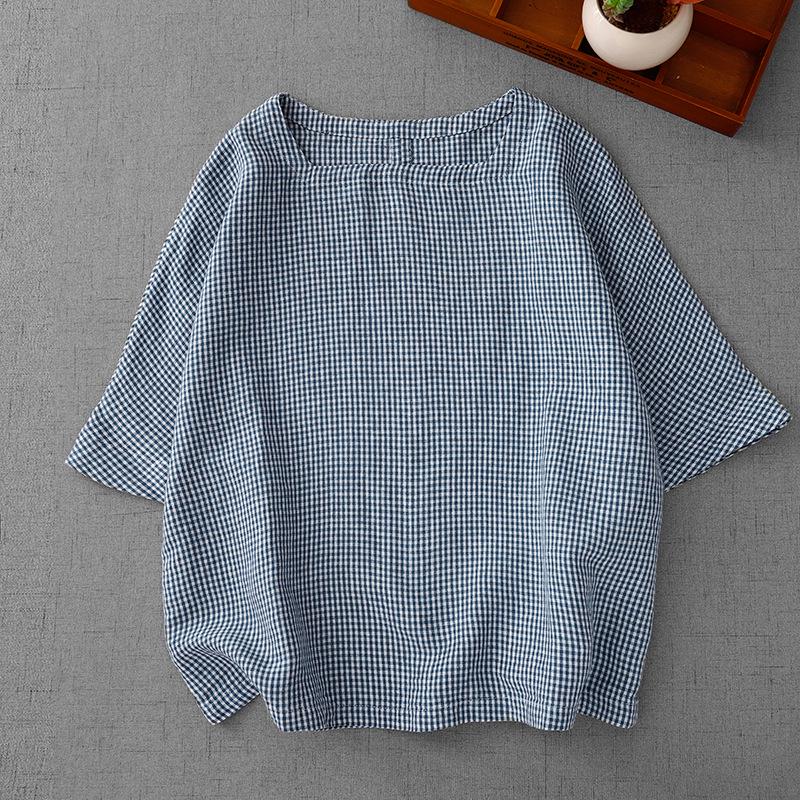 Women s Japanese Retro Cotton Linen Checkered Square Neck T-shirt - Summer Loose Fit, Short Sleeve, Slimming Casual Top Double Extra Large
Women s Japanese Retro Cotton Linen Checkered Square Neck T-shirt - Summer Loose Fit, Short Sleeve, Slimming Casual Top Double Extra Large