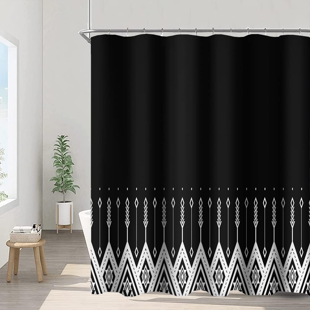 Black And White Tribal Pattern Shower Curtain Modern Boho Bathroom Decor Waterproof Fabric With Geometric Design W60H190(CM)-1 Pcs
Black And White Tribal Pattern Shower Curtain Modern Boho Bathroom Decor Waterproof Fabric With Geometric Design W60H190(CM)-1 Pcs