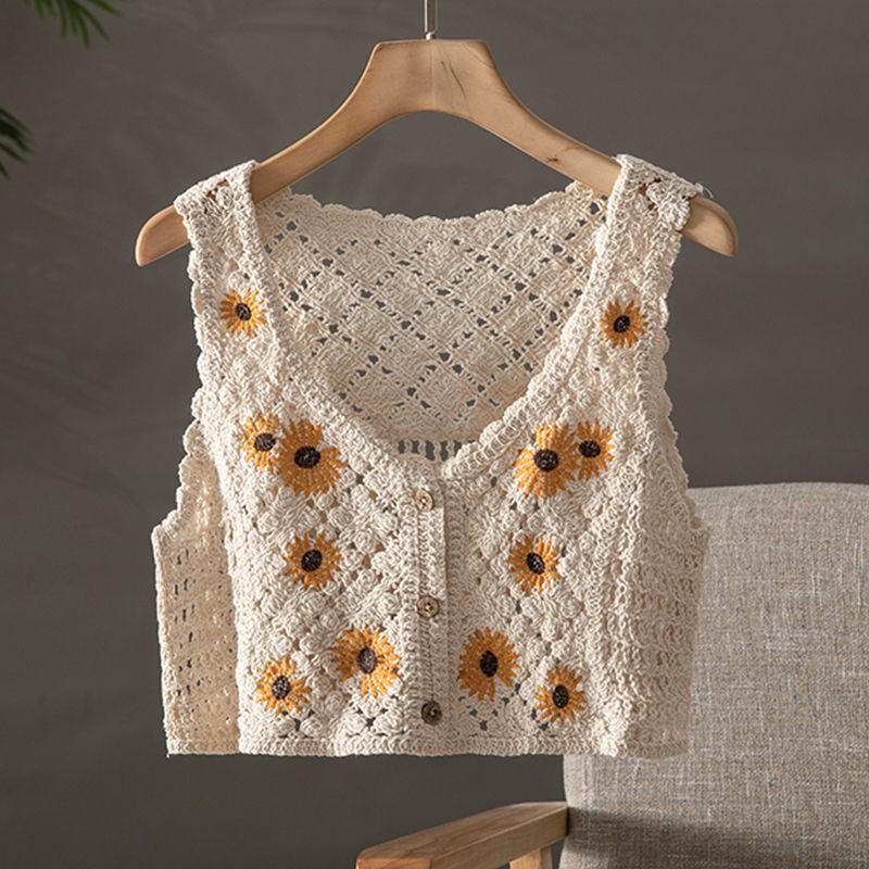 Женский милый хлопковый кардиган, летние укороченные топы без рукавов с цветочной вышивкой и пуговицами спереди, пляжный милый вязаный крючком французский стиль One Size бежевый
Женский милый хлопковый кардиган, летние укороченные топы без рукавов с цветочной вышивкой и пуговицами спереди, пляжный милый вязаный крючком французский стиль One Size бежевый