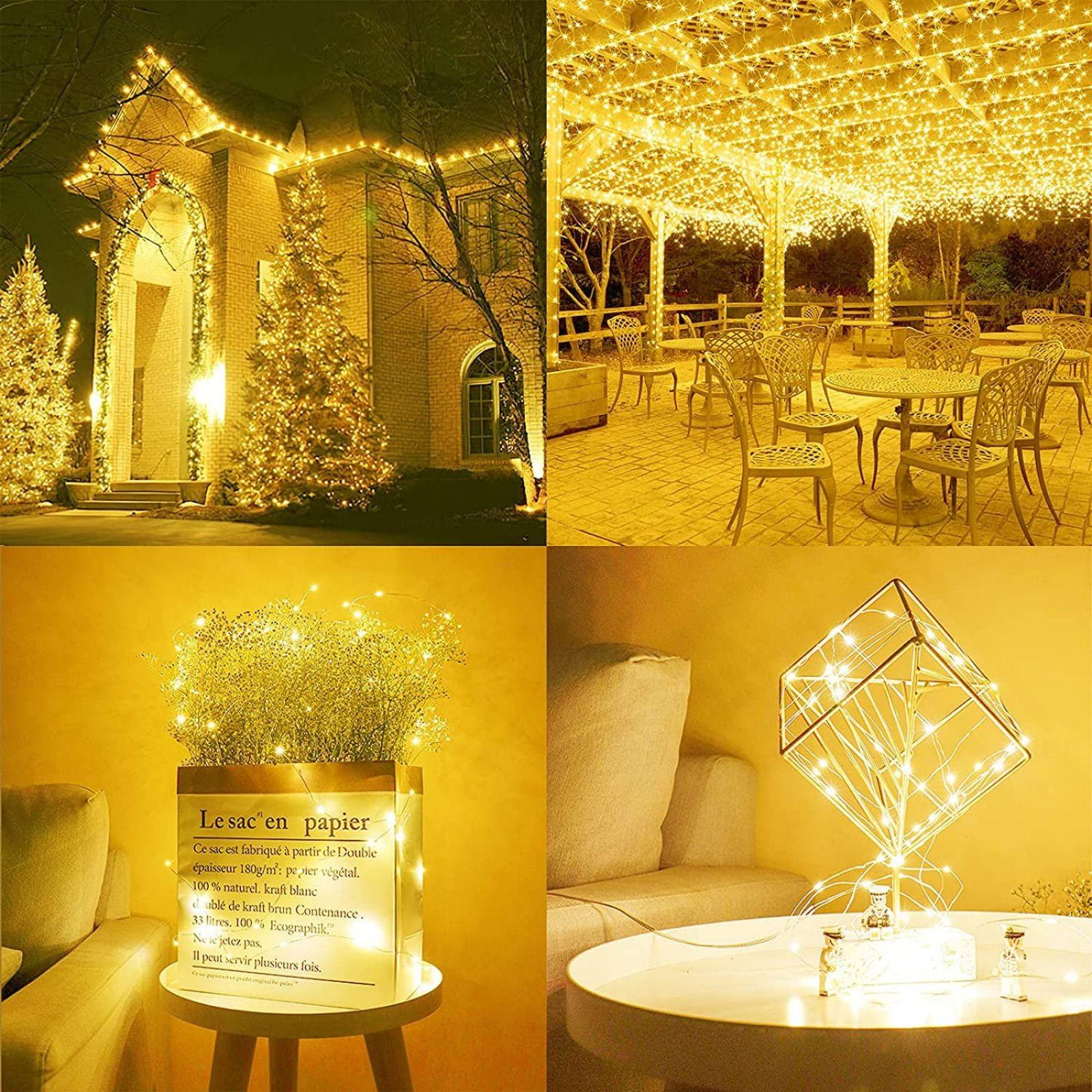 4-Pack Outdoor String Lights 66ft 200LED String Lights, Waterproof Christmas Lights With Remote Control, Warm White
4-Pack Outdoor String Lights 66ft 200LED String Lights, Waterproof Christmas Lights With Remote Control, Warm White