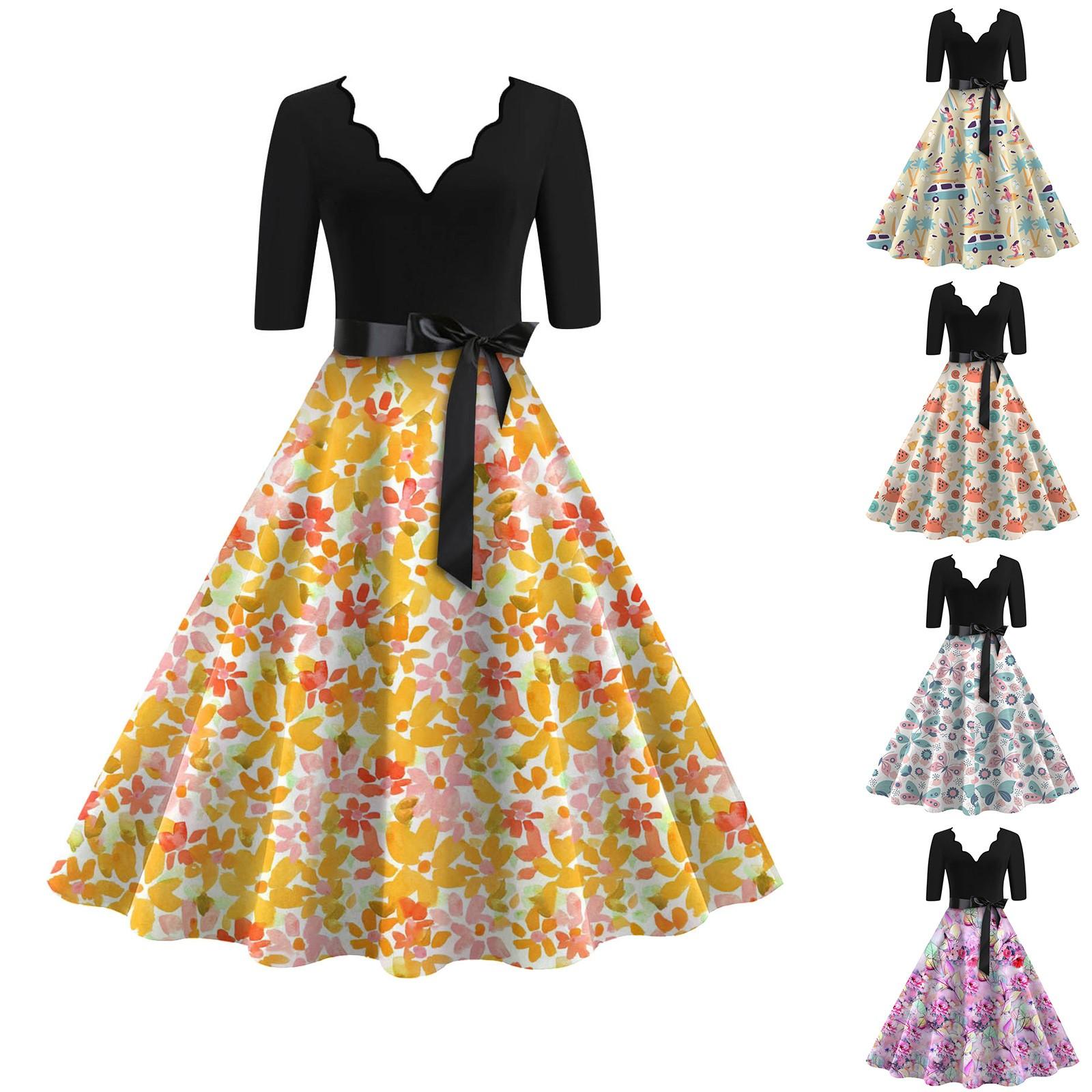 Женское модное платье с поясом и v-образным вырезом с принтом и рукавами 3/4
Женское модное платье с поясом и v-образным вырезом с принтом и рукавами 3/4