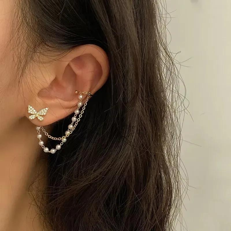 French Vintage Zircon Butterfly Pearl Chain Tassel Earbone Clip Women s Elegant and Versatile Creative Crowd Jewelry Earrings A
French Vintage Zircon Butterfly Pearl Chain Tassel Earbone Clip Women s Elegant and Versatile Creative Crowd Jewelry Earrings A