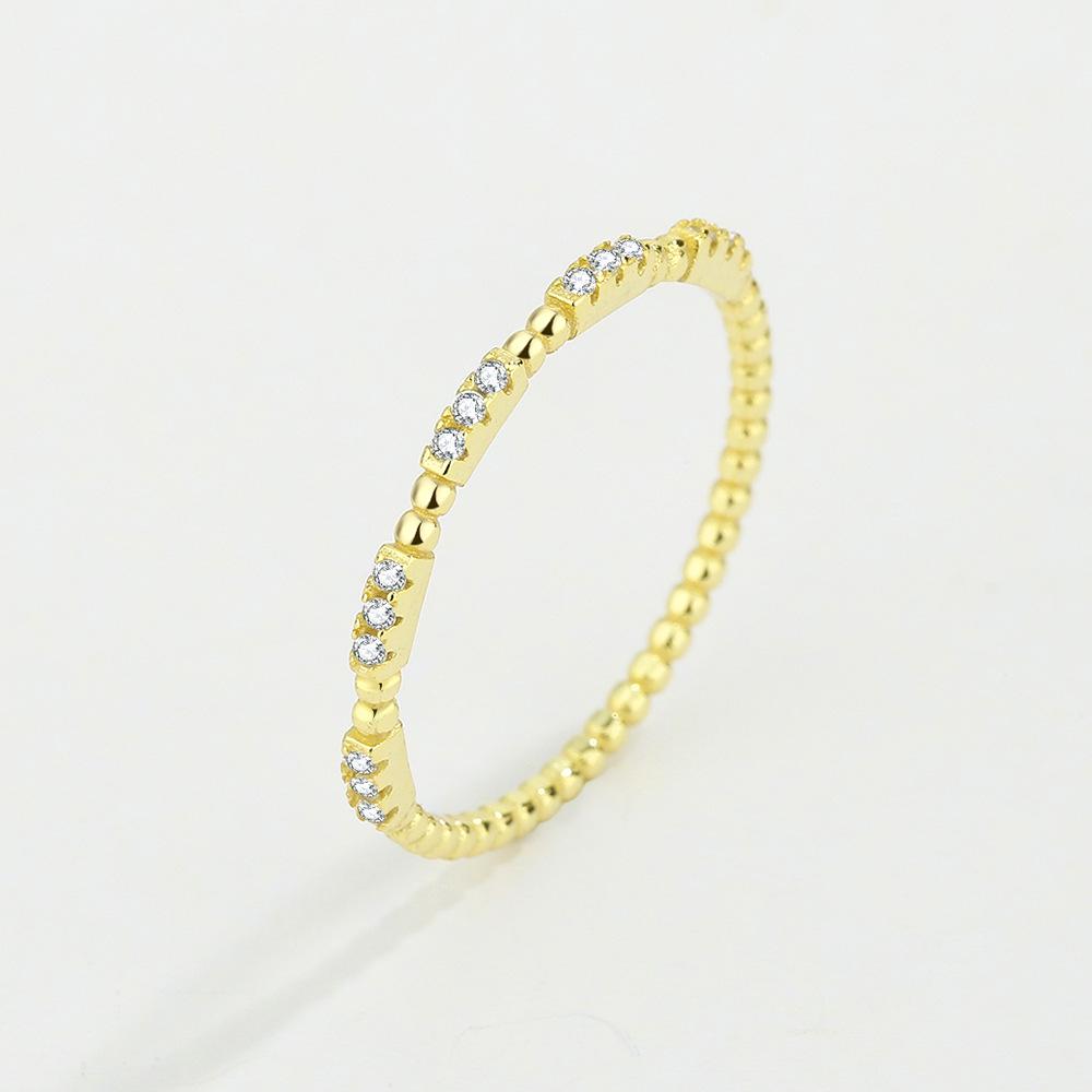 18K Gold Electroplated 925 Sterling Silver Ring with Round Bead Design and Fine Zircon Detailing Size 6
18K Gold Electroplated 925 Sterling Silver Ring with Round Bead Design and Fine Zircon Detailing Size 6
