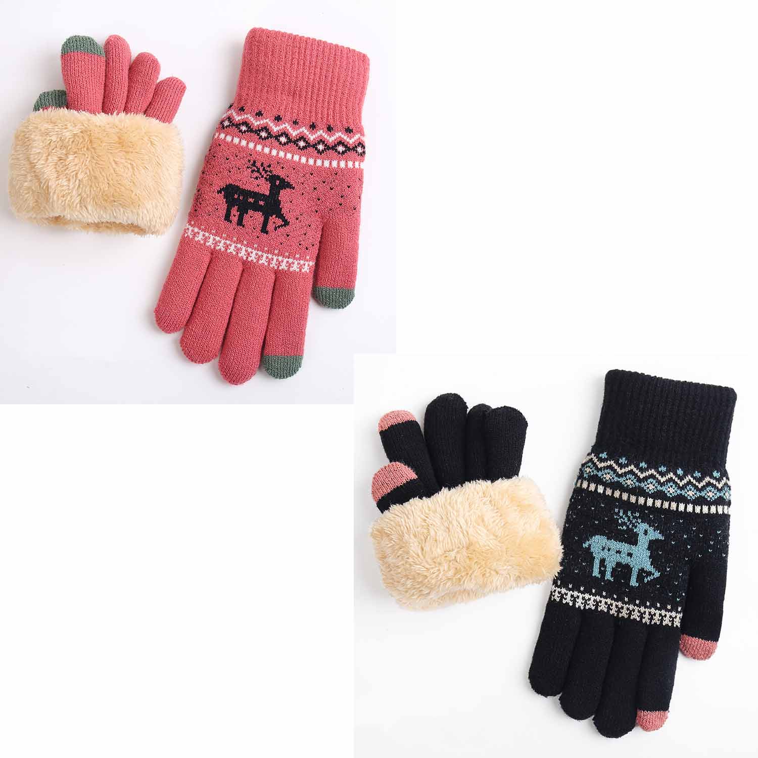 2 пары перчаток с сенсорным экраном женские зимние в корейском стиле на флисовой подкладке толстые ветрозащитные с оленьим узором шерстяные теплые вязаные перчатки One Size
2 пары перчаток с сенсорным экраном женские зимние в корейском стиле на флисовой подкладке толстые ветрозащитные с оленьим узором шерстяные теплые вязаные перчатки One Size
