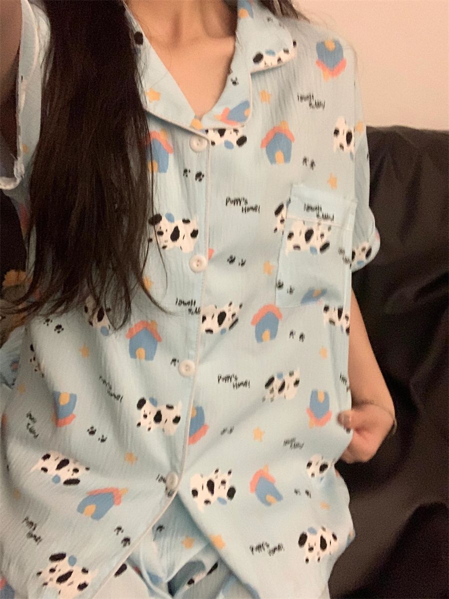 Summer can wear spotted puppy pajamas women s summer short-sleeved shorts cardigan two-piece set women s comfortable loungewear S
Summer can wear spotted puppy pajamas women s summer short-sleeved shorts cardigan two-piece set women s comfortable loungewear S