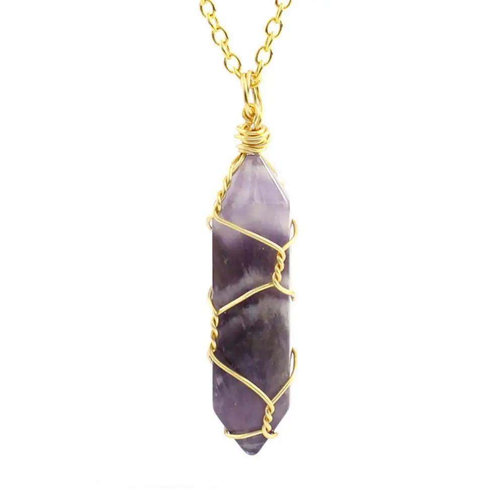 Jewelry Blue sand Tiger Eye Rose Quartz Natural Stone Hexagonal Cylindrical Crystal Necklace Wire Wrap Stone Pendant
Jewelry Blue sand Tiger Eye Rose Quartz Natural Stone Hexagonal Cylindrical Crystal Necklace Wire Wrap Stone Pendant