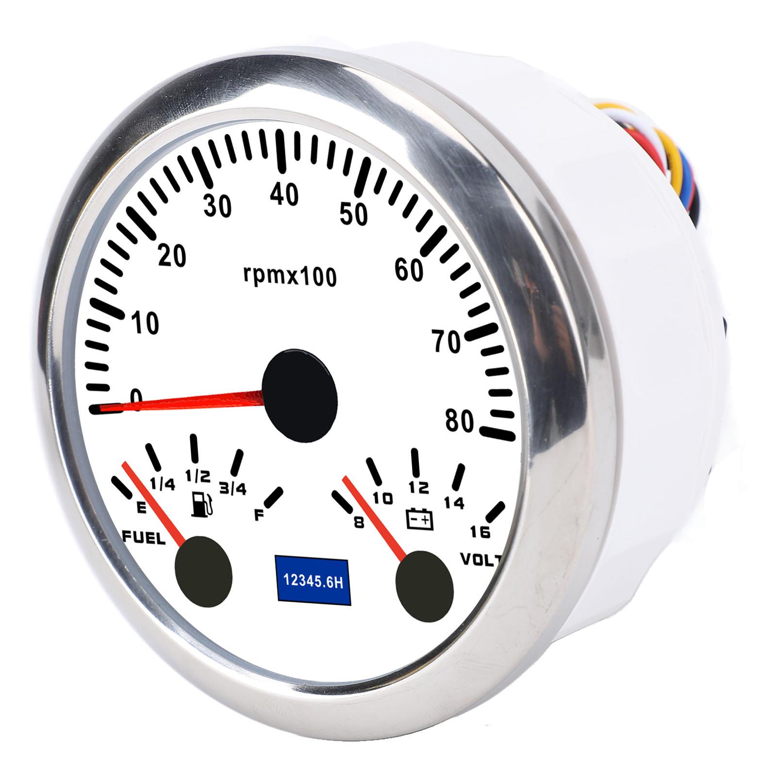 3 in 1 85mm Tachometer DC 9 to 32V 8000rpm 8 to 16V Voltage Gauge E 1 4 1 2 3 4 F Fuel Level 7 Color Backlight for RV
3 in 1 85mm Tachometer DC 9 to 32V 8000rpm 8 to 16V Voltage Gauge E 1 4 1 2 3 4 F Fuel Level 7 Color Backlight for RV