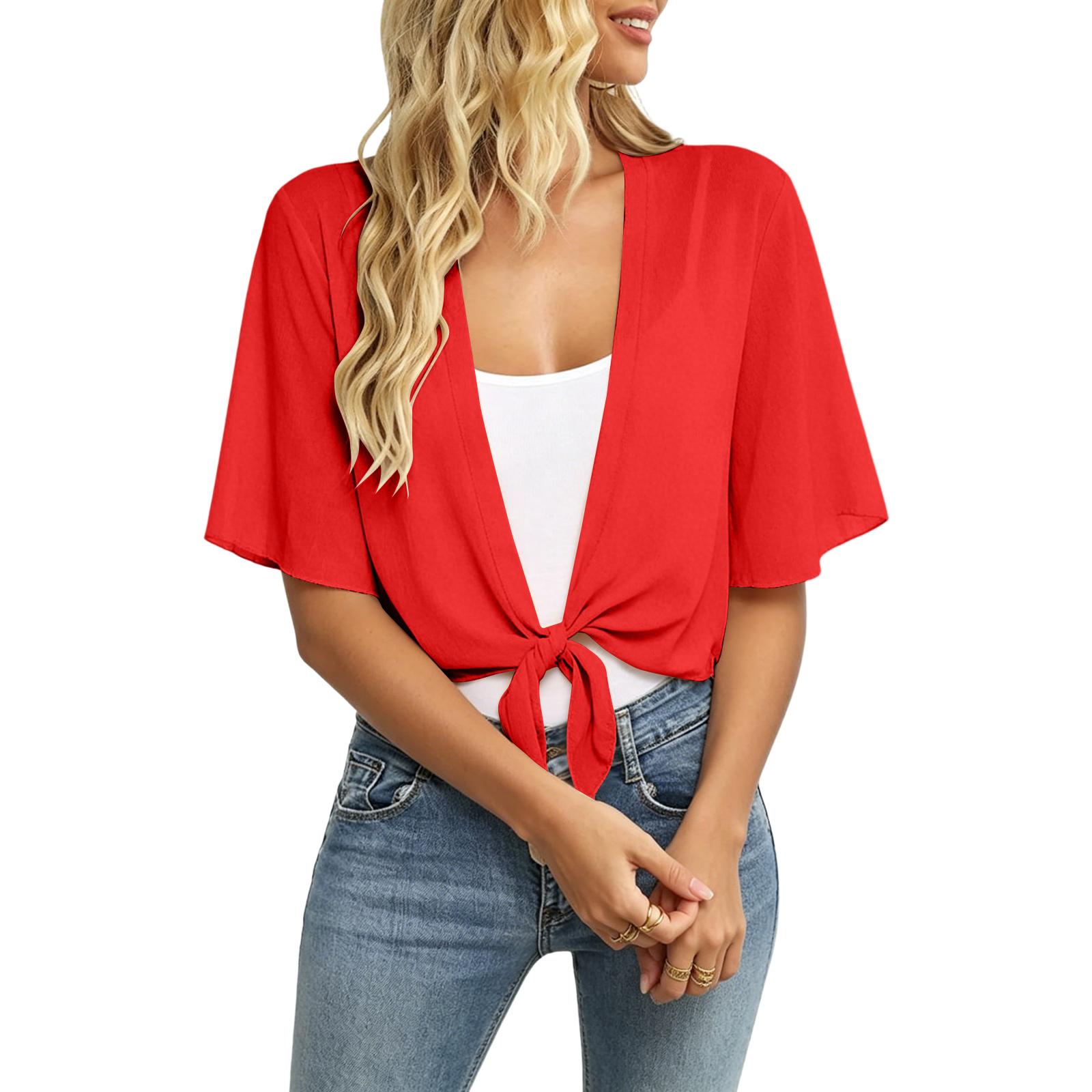 Women’s Short Sleeve Tie Front Cardigan Lightweight Open Front Loose Fit Kimono Casual Blouse Top for Daily Wear XL красный
Women’s Short Sleeve Tie Front Cardigan Lightweight Open Front Loose Fit Kimono Casual Blouse Top for Daily Wear XL красный