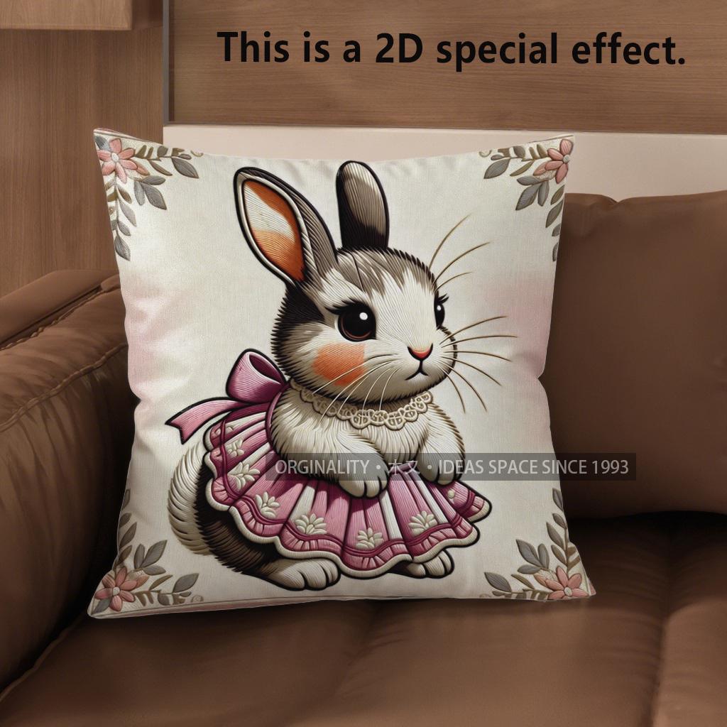 2D Cute Bunny Dressed In Pink Floral Dress Pillow Covers Pattern Cushion Cover Suitable For Sofa Bedroom Car Pillow Cover 40x40cm
2D Cute Bunny Dressed In Pink Floral Dress Pillow Covers Pattern Cushion Cover Suitable For Sofa Bedroom Car Pillow Cover 40x40cm