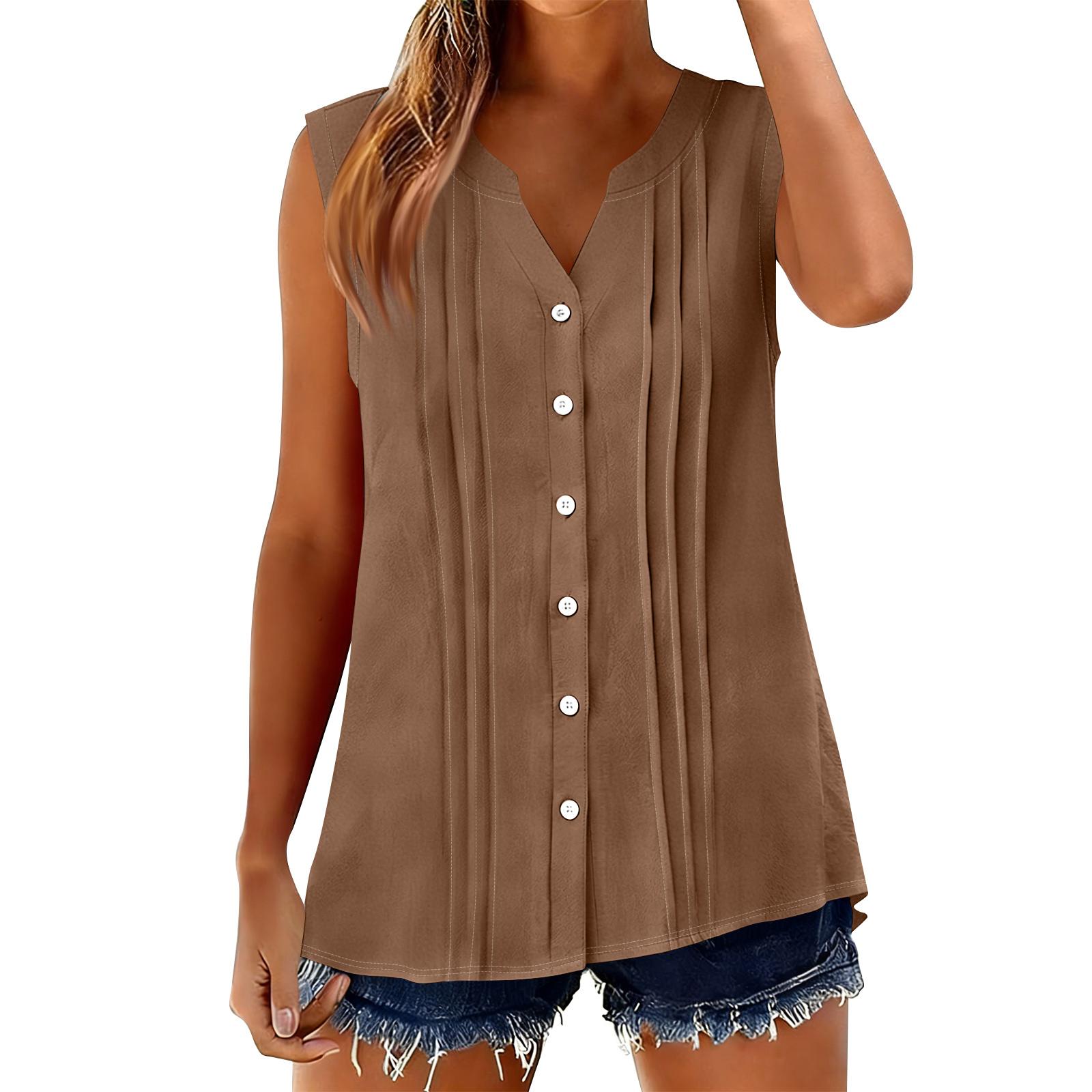 Womens Sleeveless Tops Cotton Linen Button Down Shirts V Neck Pleated Casual Loose Sleeve Shirt XXL коричневий
Womens Sleeveless Tops Cotton Linen Button Down Shirts V Neck Pleated Casual Loose Sleeve Shirt XXL коричневий