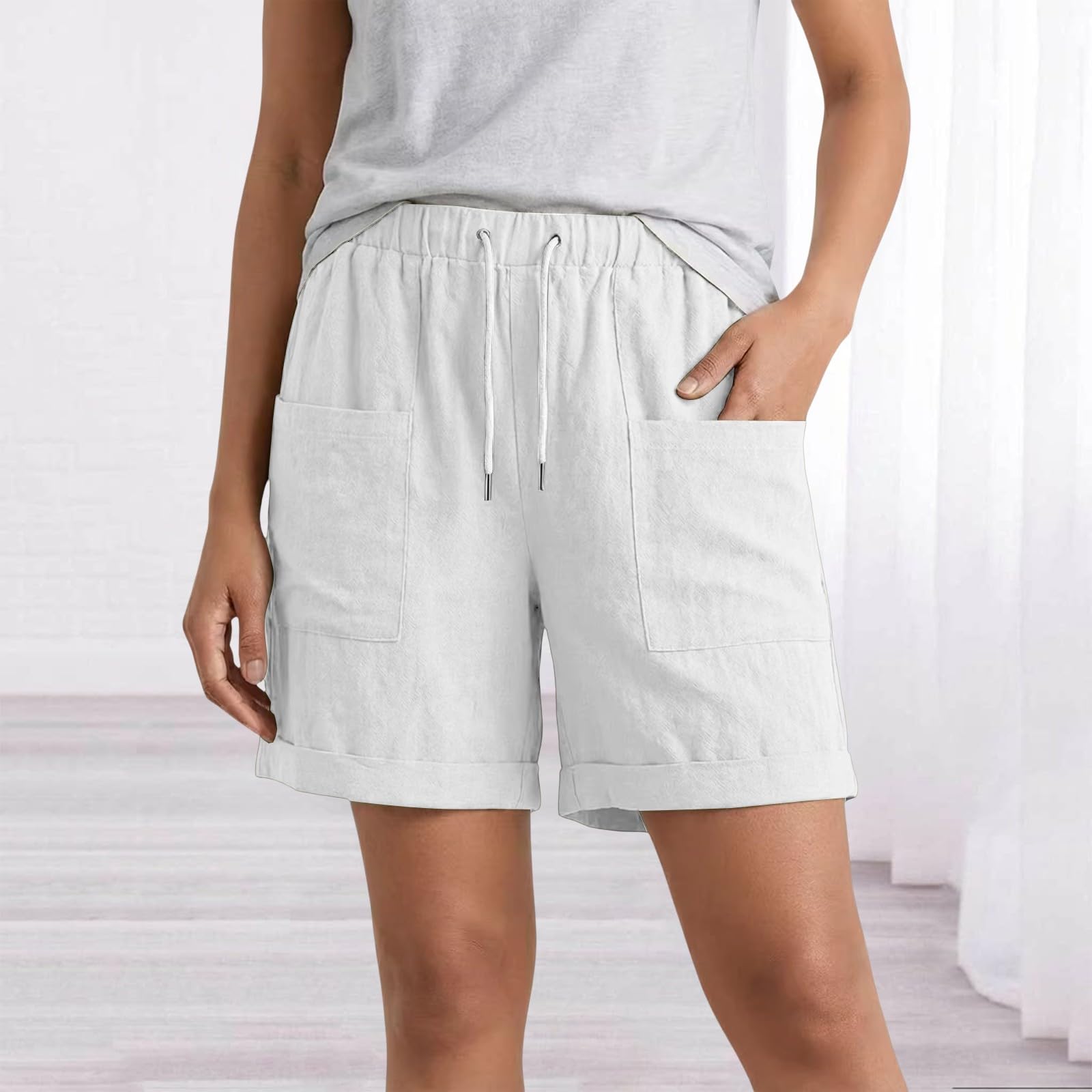Women’s Linen Casual Shorts with Elastic Waistband Drawstring Adjustable Fit and Large Front Pockets for Everyday Wear XL білий
Women’s Linen Casual Shorts with Elastic Waistband Drawstring Adjustable Fit and Large Front Pockets for Everyday Wear XL білий