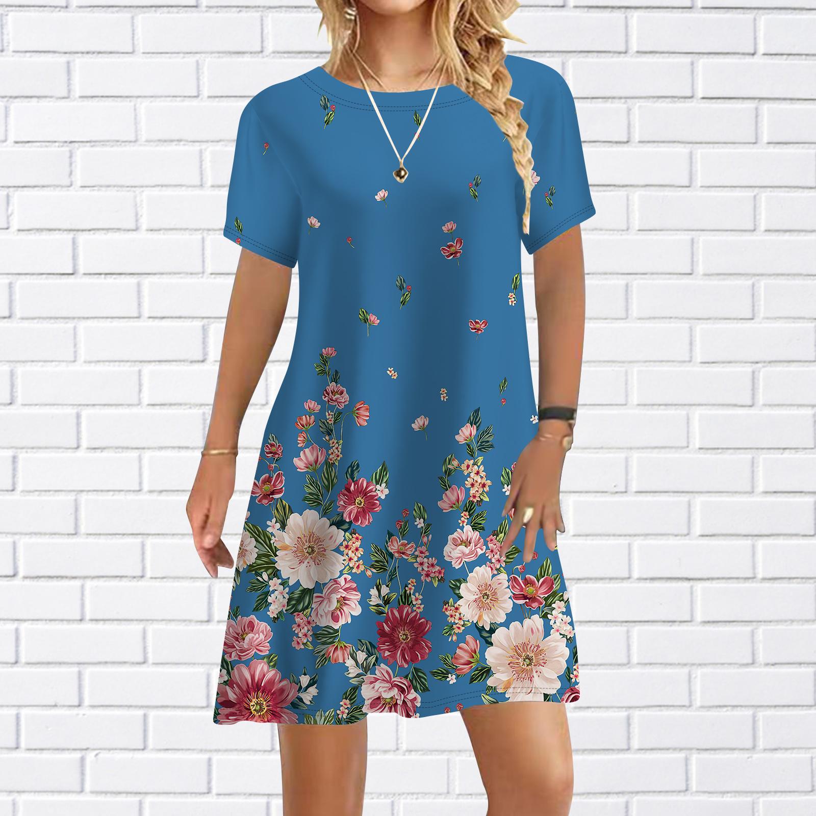 Жіночі повсякденні сукні Літні сукні з принтом квітів і метеликів для жінок Сукня з круглим вирізом і короткими рукавами, великий розмір 7XL синій
Жіночі повсякденні сукні Літні сукні з принтом квітів і метеликів для жінок Сукня з круглим вирізом і короткими рукавами, великий розмір 7XL синій
