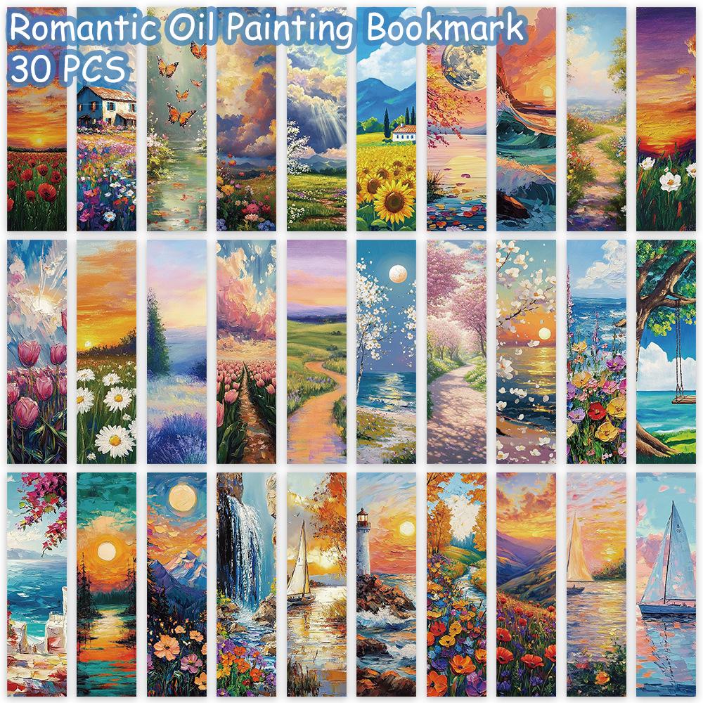 30 Sheets Romantic Landscape Oil Painting Bookmarks for DIY Journals and Book Reading Cards QH365
30 Sheets Romantic Landscape Oil Painting Bookmarks for DIY Journals and Book Reading Cards QH365