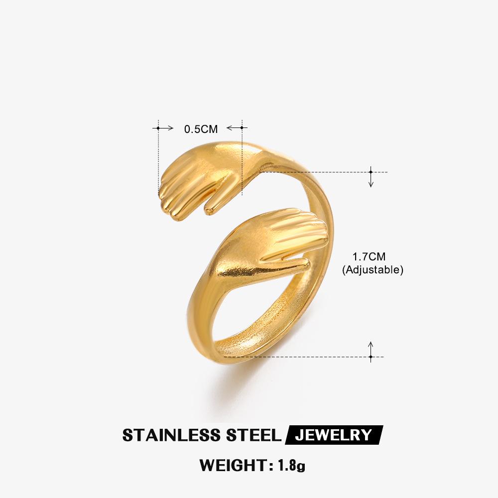 Gold Plated Embrace Ring Hip Hop Punk Zircon Woman Personality Stainless Steel Adjustable Opening Rings Valentine Day Gift resizable
Gold Plated Embrace Ring Hip Hop Punk Zircon Woman Personality Stainless Steel Adjustable Opening Rings Valentine Day Gift resizable