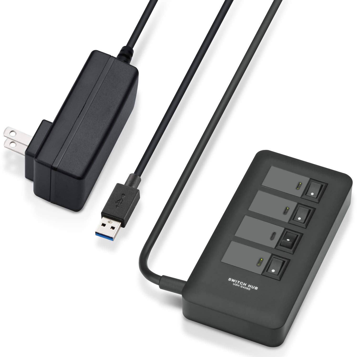 ELECOM USB 4 with AC Magnetic Power Black 3.0 Hub, Ports, Adapter, Self-Powered/Bus-Powered, Switch, U3H-S409SBK чорний
ELECOM USB 4 with AC Magnetic Power Black 3.0 Hub, Ports, Adapter, Self-Powered/Bus-Powered, Switch, U3H-S409SBK чорний