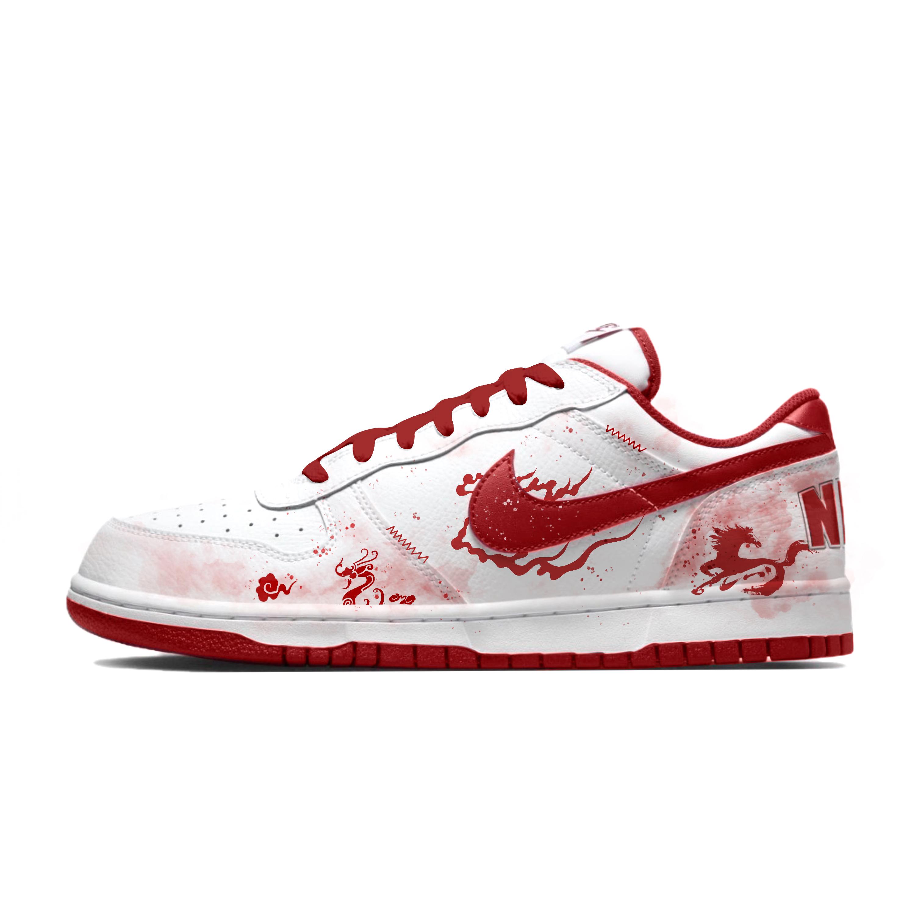 Nike Big Leaping Horse Soaring Dragon Leather Wear resistant And Lightweight Low top Skateboard Shoes Men s Red White 355152-150(Team434-) 46
Nike Big Leaping Horse Soaring Dragon Leather Wear resistant And Lightweight Low top Skateboard Shoes Men s Red White 355152-150(Team434-) 46