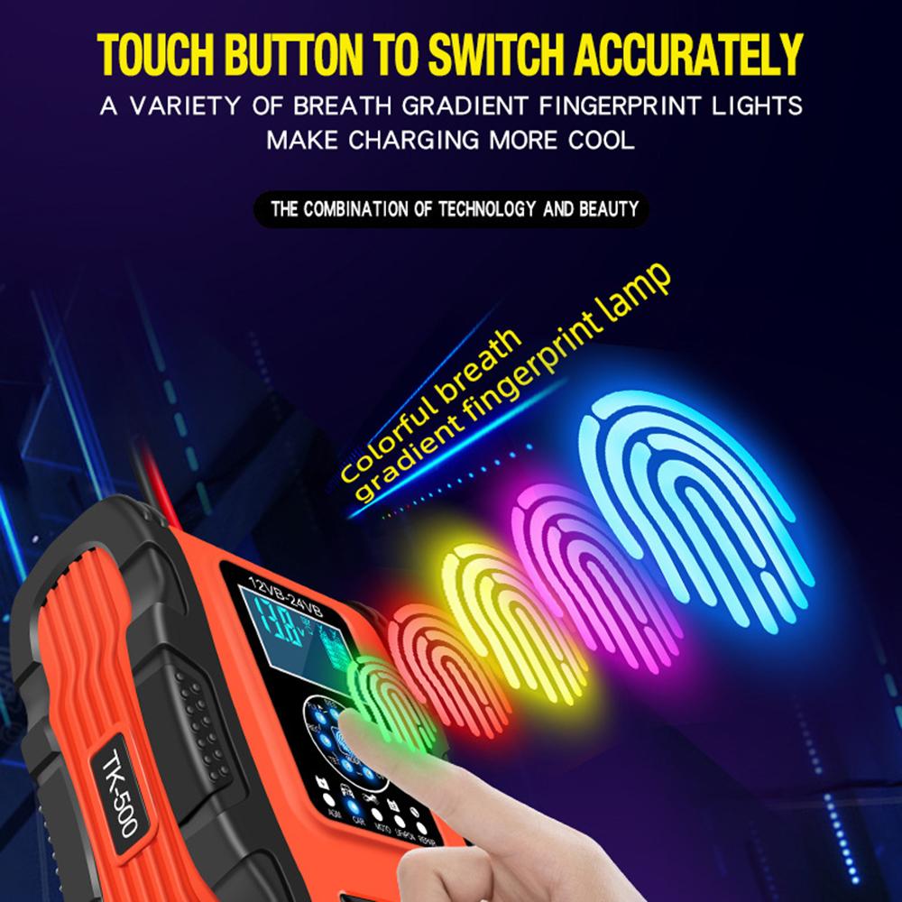 E-FAST TK500 12V/24V 7-Stage Intelligent Battery Charger Car Truck Lead-Acid Battery Restore Charger Orange/EU Plug
E-FAST TK500 12V/24V 7-Stage Intelligent Battery Charger Car Truck Lead-Acid Battery Restore Charger Orange/EU Plug