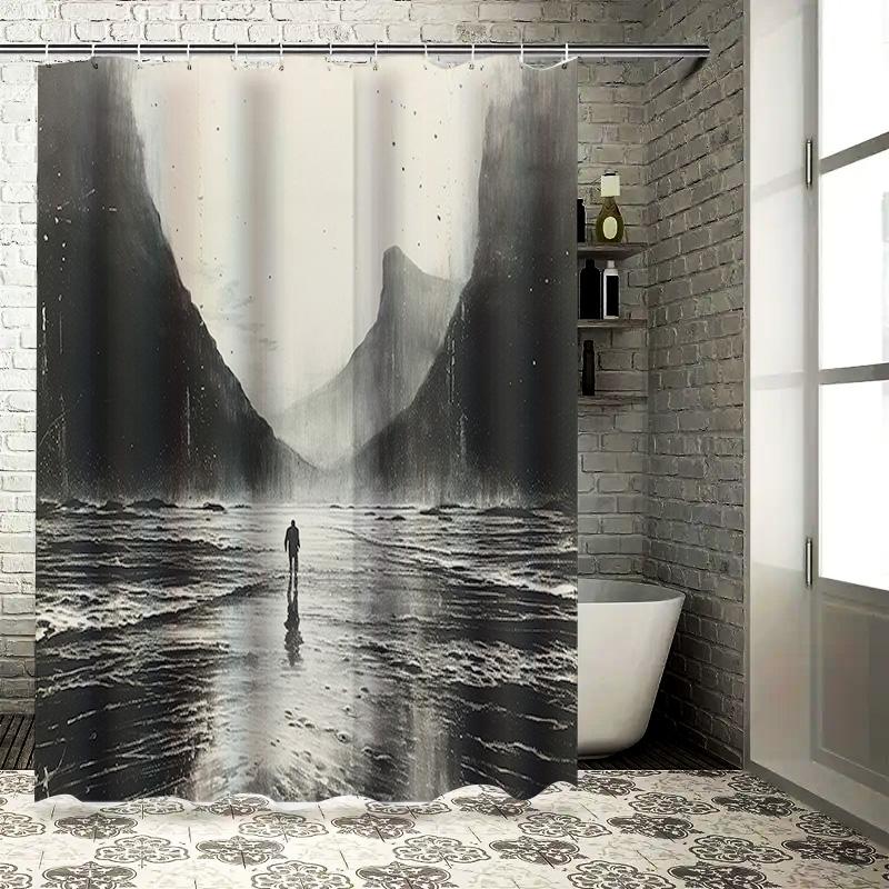 Темный вид на море Занавеска для душа Водонепроницаемая Коллекция домашнего декора Современный абстрактный принт для ванных комнат Кухонь Черно-белый дизайн 90x180cm
Темный вид на море Занавеска для душа Водонепроницаемая Коллекция домашнего декора Современный абстрактный принт для ванных комнат Кухонь Черно-белый дизайн 90x180cm
