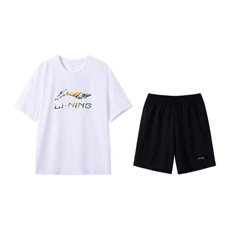 Li-Ning Универсальная Свободная Футболка с Круглым Вырезом Модный Логотип Быстросохнущие Шорты Повседневный Спортивный Костюм Унисекс Костюм Белый Черный W843-2+W515-1 S
Li-Ning Универсальная Свободная Футболка с Круглым Вырезом Модный Логотип Быстросохнущие Шорты Повседневный Спортивный Костюм Унисекс Костюм Белый Черный W843-2+W515-1 S