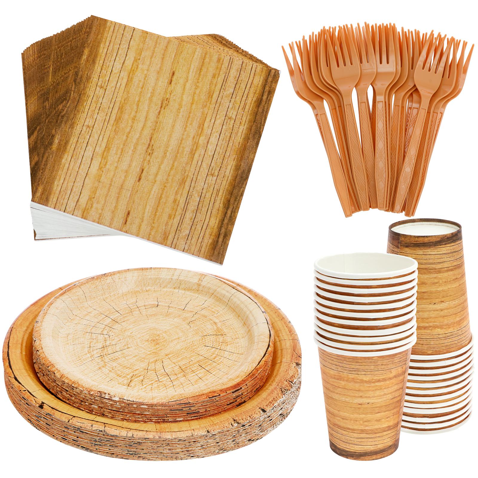 144Pcs Wood Grain Tableware Set Reusable Camping Party Dinnerware Supplies Safe Dessert Plates with Cups Forks and Napkins
144Pcs Wood Grain Tableware Set Reusable Camping Party Dinnerware Supplies Safe Dessert Plates with Cups Forks and Napkins