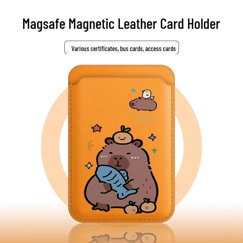 Capybara Fish Holder: MAGSafe Magnetic Leather Card Holder for Apple Phone Cases Single Card Holder
Capybara Fish Holder: MAGSafe Magnetic Leather Card Holder for Apple Phone Cases Single Card Holder
