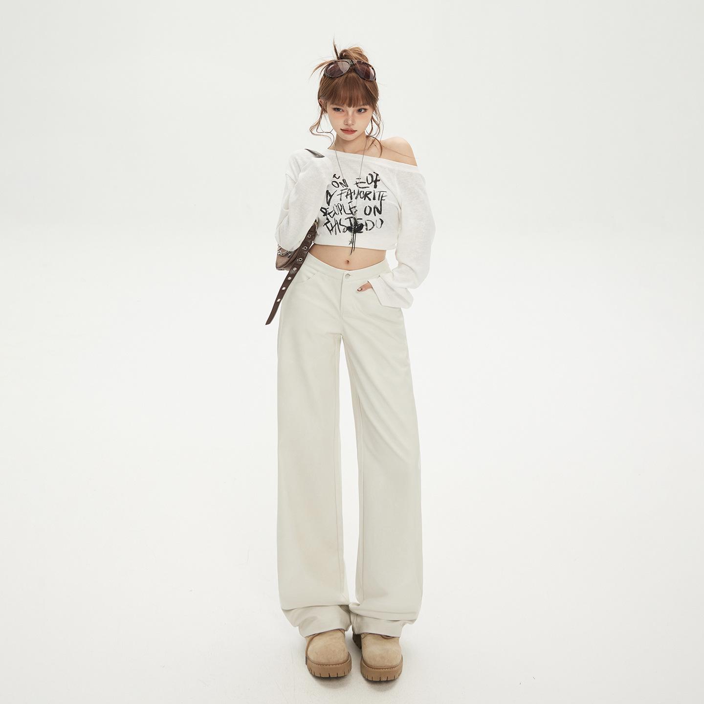 American Spicy Girl Low-Waist Wide-Leg PU Leather Pants - Women s 2025 Autumn/Winter White Slimming Straight Floor-Length Medium
American Spicy Girl Low-Waist Wide-Leg PU Leather Pants - Women s 2025 Autumn/Winter White Slimming Straight Floor-Length Medium