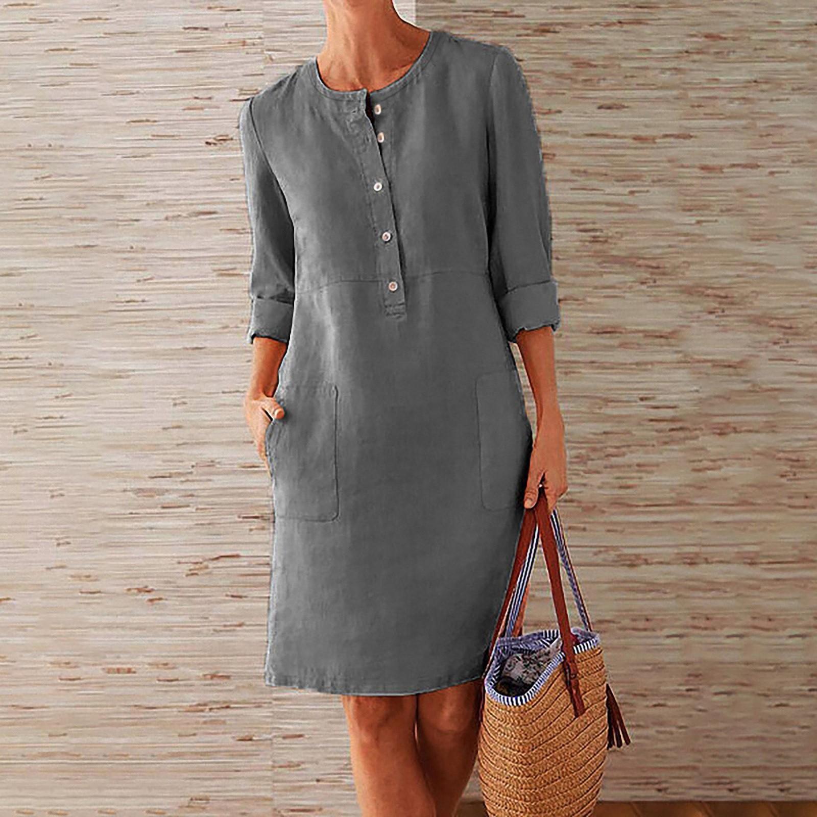 Женская мода повседневное однотонное платье-рубашка с длинным рукавом и карманом на пуговицах XL
Женская мода повседневное однотонное платье-рубашка с длинным рукавом и карманом на пуговицах XL