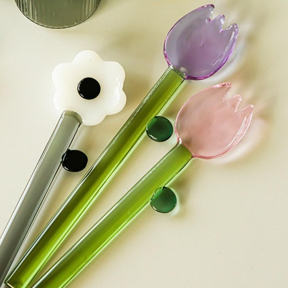 Flower Shaped Long Handle Glass Spoon Transparent Coffee Stirring Spoon Birthday Gift Style C
Flower Shaped Long Handle Glass Spoon Transparent Coffee Stirring Spoon Birthday Gift Style C