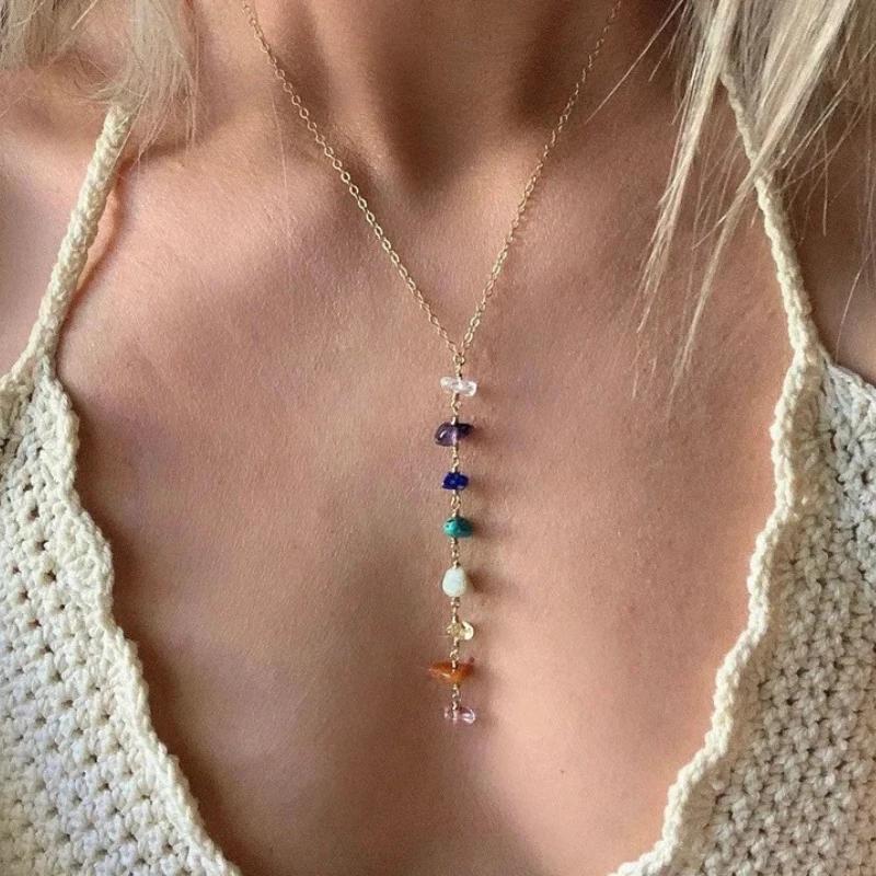 New Natural Crushed Stone Clavicle Chain Necklace for Women Men Colorful Crystal Stone Pendant Necklace Chain Jewelry
New Natural Crushed Stone Clavicle Chain Necklace for Women Men Colorful Crystal Stone Pendant Necklace Chain Jewelry