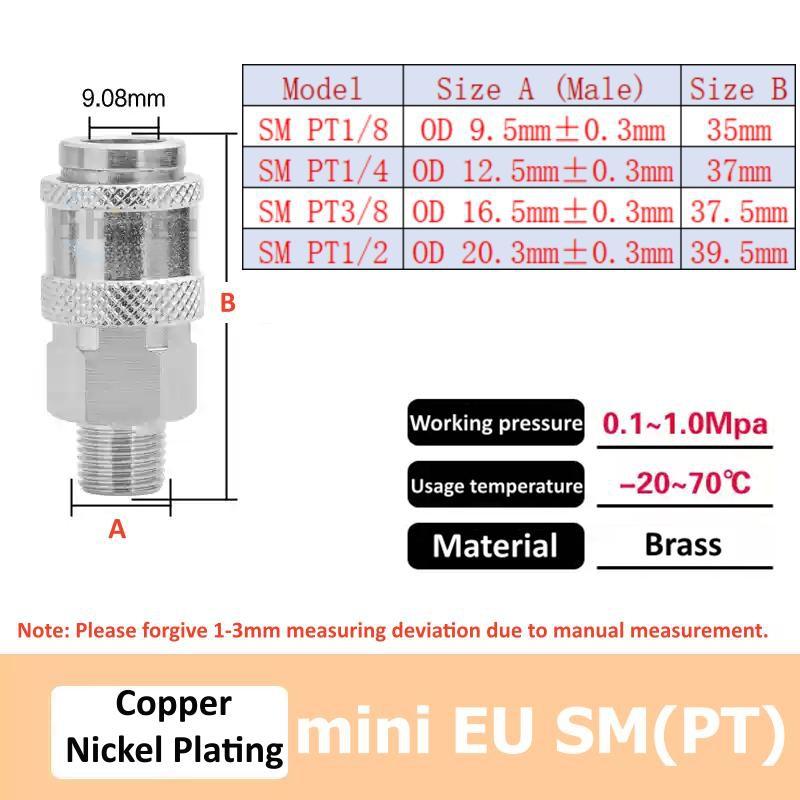 EU All-Copper Nickel-Plated Mini Air Hose Quick Coupling Release Pneumatic Fitting European Connector Fast Medical Equipment SH 4
EU All-Copper Nickel-Plated Mini Air Hose Quick Coupling Release Pneumatic Fitting European Connector Fast Medical Equipment SH 4