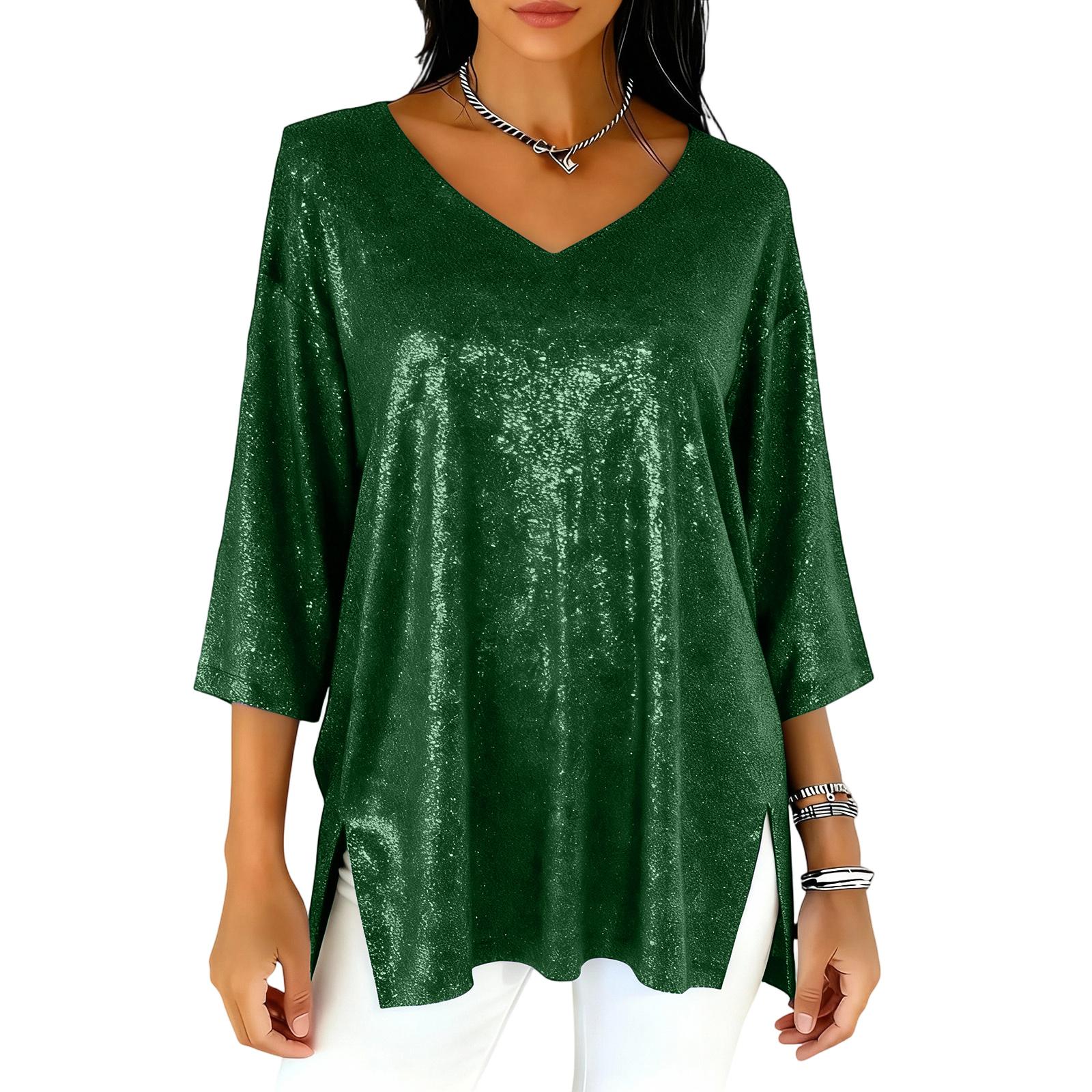 Women s Fashion Loose,Fit V,Neck Three,Quarter Sleeve Split,Hem Color Top XXL зелений
Women s Fashion Loose,Fit V,Neck Three,Quarter Sleeve Split,Hem Color Top XXL зелений