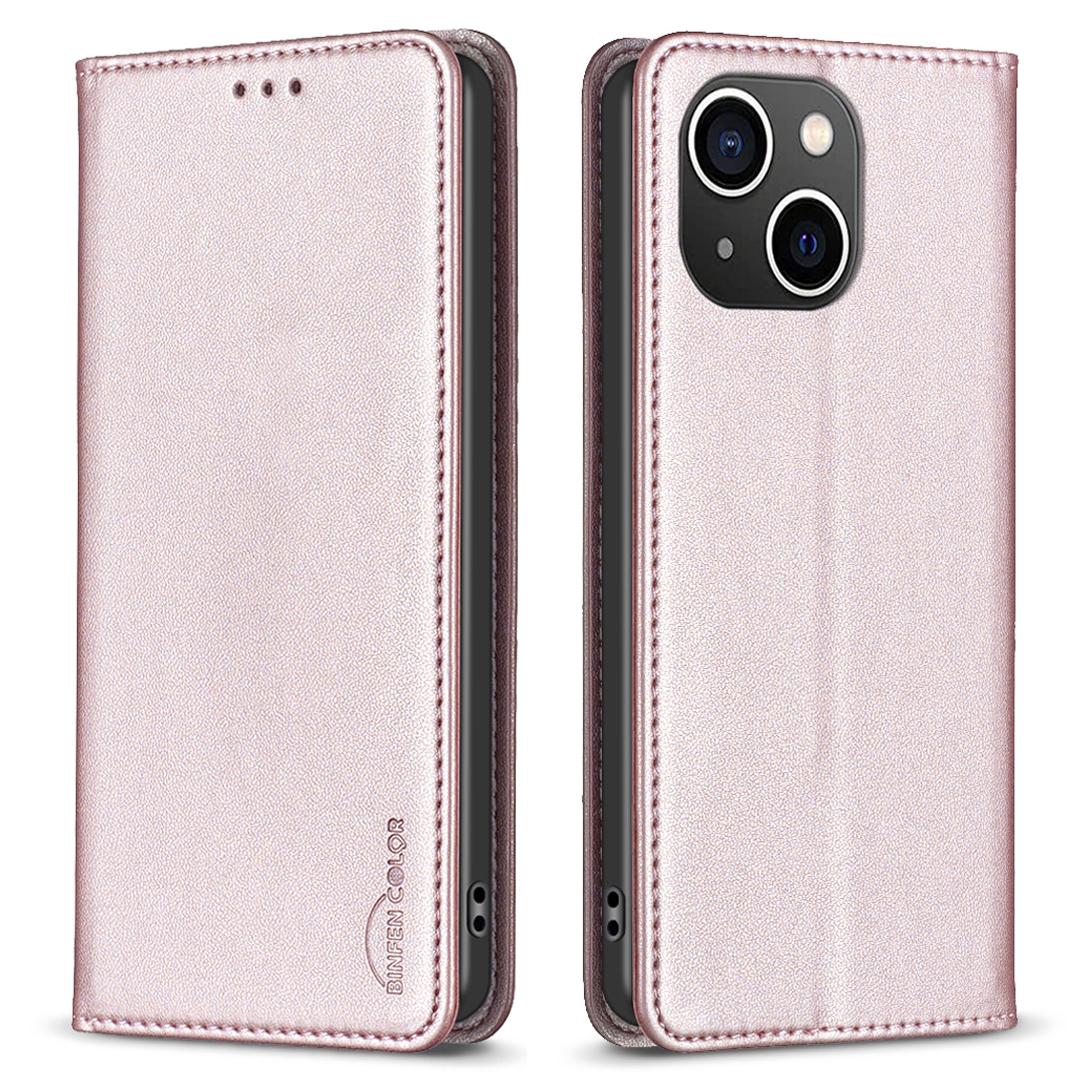 BINFEN COLOR BF18 Card Holder Phone Cover for iPhone 13/14 PU Leather+TPU Stand Phone Case Rose Gold
BINFEN COLOR BF18 Card Holder Phone Cover for iPhone 13/14 PU Leather+TPU Stand Phone Case Rose Gold