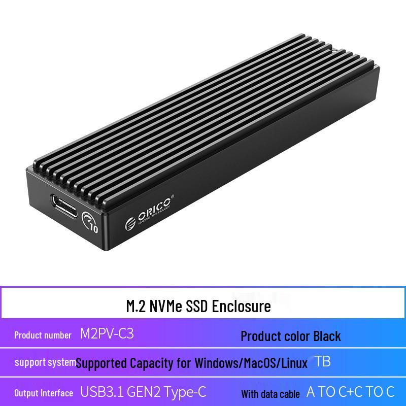 Orico M2PV M.2 NVMe to USB-C 3.1 Gen 2 External Drive Enclosure
Orico M2PV M.2 NVMe to USB-C 3.1 Gen 2 External Drive Enclosure