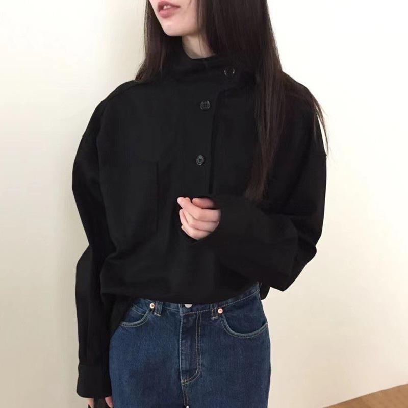 Корейский шик рубашка с диагональной застежкой и воротником-стойкой - Женский повседневный свободный топ с длинным рукавом для весны и осени 2025 One Size чёрный
Корейский шик рубашка с диагональной застежкой и воротником-стойкой - Женский повседневный свободный топ с длинным рукавом для весны и осени 2025 One Size чёрный