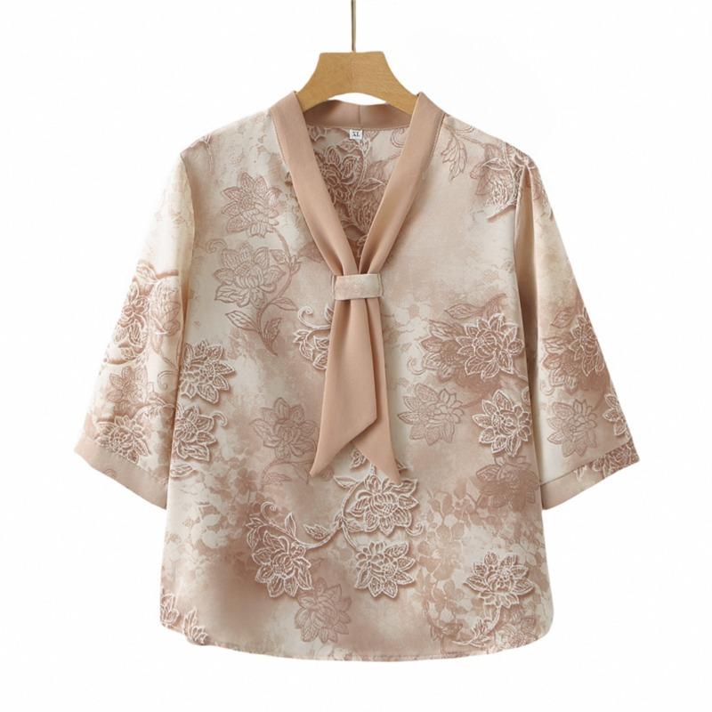 Women Light Green Floral Embroidery Bow V Neck Three Quarter Sleeve Elegant Blouse XL рожевий
Women Light Green Floral Embroidery Bow V Neck Three Quarter Sleeve Elegant Blouse XL рожевий