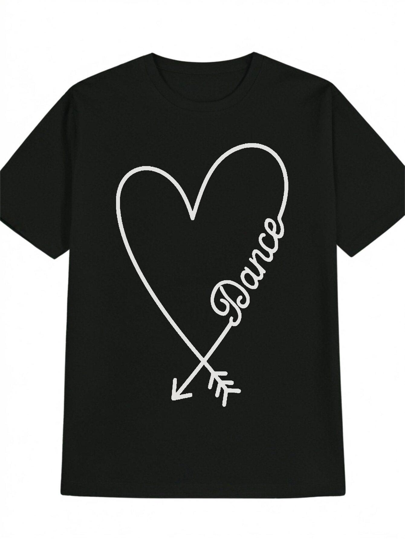 Casual Crew Neck T-shirt with Fun 3D Heart & Dance Print - White Graphic Tee S
Casual Crew Neck T-shirt with Fun 3D Heart & Dance Print - White Graphic Tee S