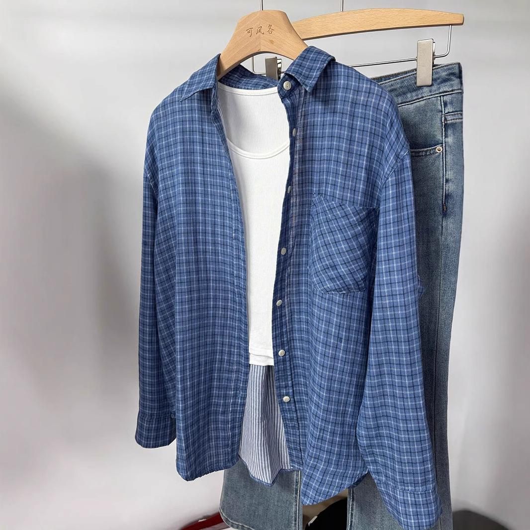 Lapel Plaid Long-sleeved Shirt Women s Commuter Versatile Loose and Thin Top M
Lapel Plaid Long-sleeved Shirt Women s Commuter Versatile Loose and Thin Top M