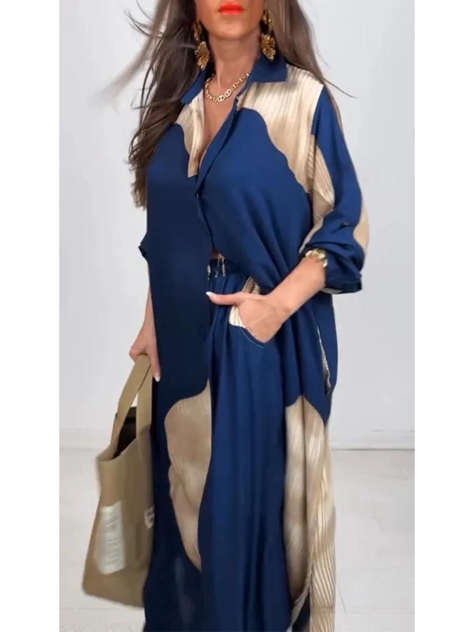 Європейський та американський гарячий стиль Жіночий кардиган з принтом та комплект штанів - В наявності 2025 5XL темно-синього кольору
Європейський та американський гарячий стиль Жіночий кардиган з принтом та комплект штанів - В наявності 2025 5XL темно-синього кольору