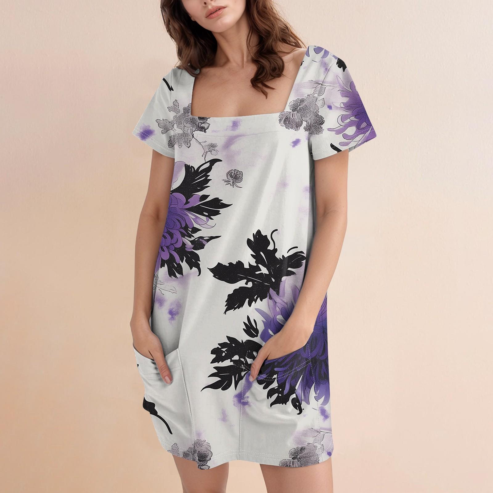 Женская модная юбка с квадратным воротником и коротким рукавом, повседневное платье с цветочным принтом и карманом XL белый
Женская модная юбка с квадратным воротником и коротким рукавом, повседневное платье с цветочным принтом и карманом XL белый