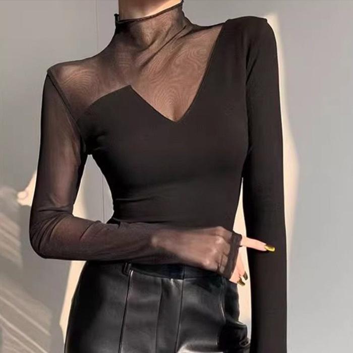 Women s Imitation Cotton Mesh Slim-Fit Half-High Collar Long-Sleeve T-Shirt, New Spring/Autumn Style Medium чёрный
Women s Imitation Cotton Mesh Slim-Fit Half-High Collar Long-Sleeve T-Shirt, New Spring/Autumn Style Medium чёрный