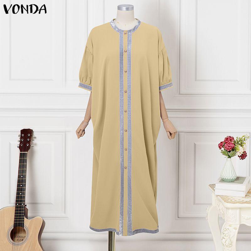 VONDA Summer Women Half Batwing Sleeve Patchwork Hem Casual Loose Long Robe Dress S
VONDA Summer Women Half Batwing Sleeve Patchwork Hem Casual Loose Long Robe Dress S