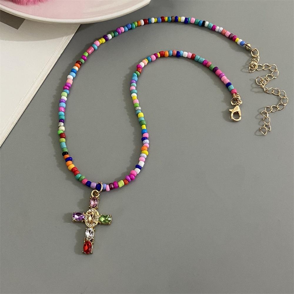 Crystal Cross Pendant Choker Necklace for Women Men Colorful Handmade Seed Beads Necklace Gift Clavicle Chain Zircon
Crystal Cross Pendant Choker Necklace for Women Men Colorful Handmade Seed Beads Necklace Gift Clavicle Chain Zircon