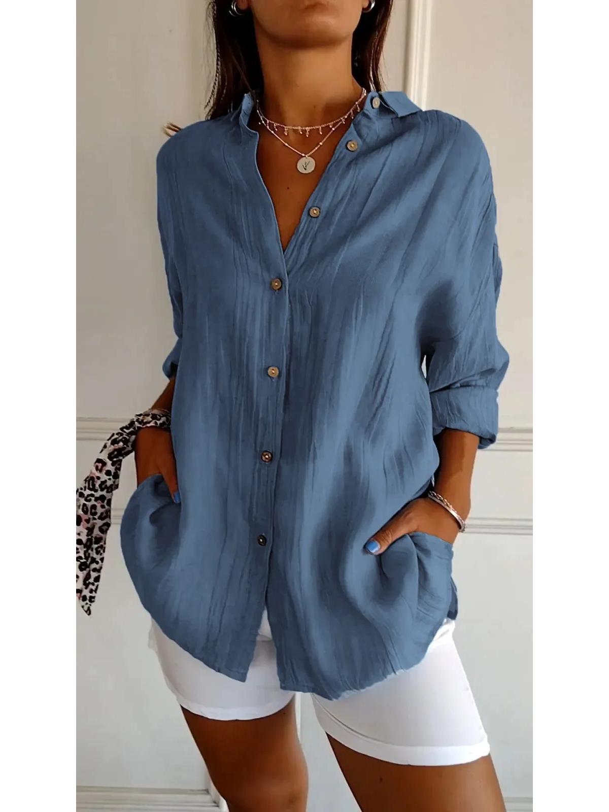 Женская однобортная рубашка с отложным воротником, однотонная, с рукавами, которые можно подвернуть 5XL
Женская однобортная рубашка с отложным воротником, однотонная, с рукавами, которые можно подвернуть 5XL