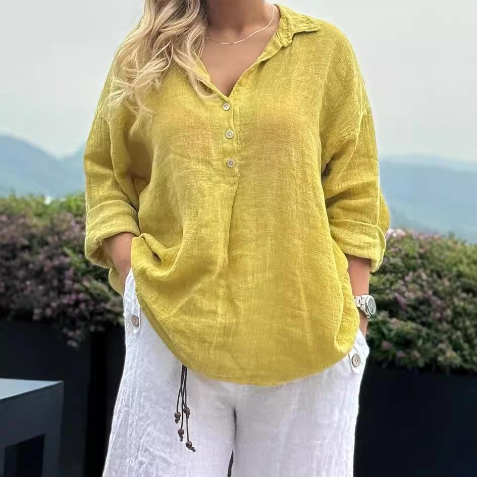 Women s Loose Cotton and Linen Long Sleeved Shirt Lapel Buttons Half Placket Casual Tops Solid Color XXL белый
Women s Loose Cotton and Linen Long Sleeved Shirt Lapel Buttons Half Placket Casual Tops Solid Color XXL белый