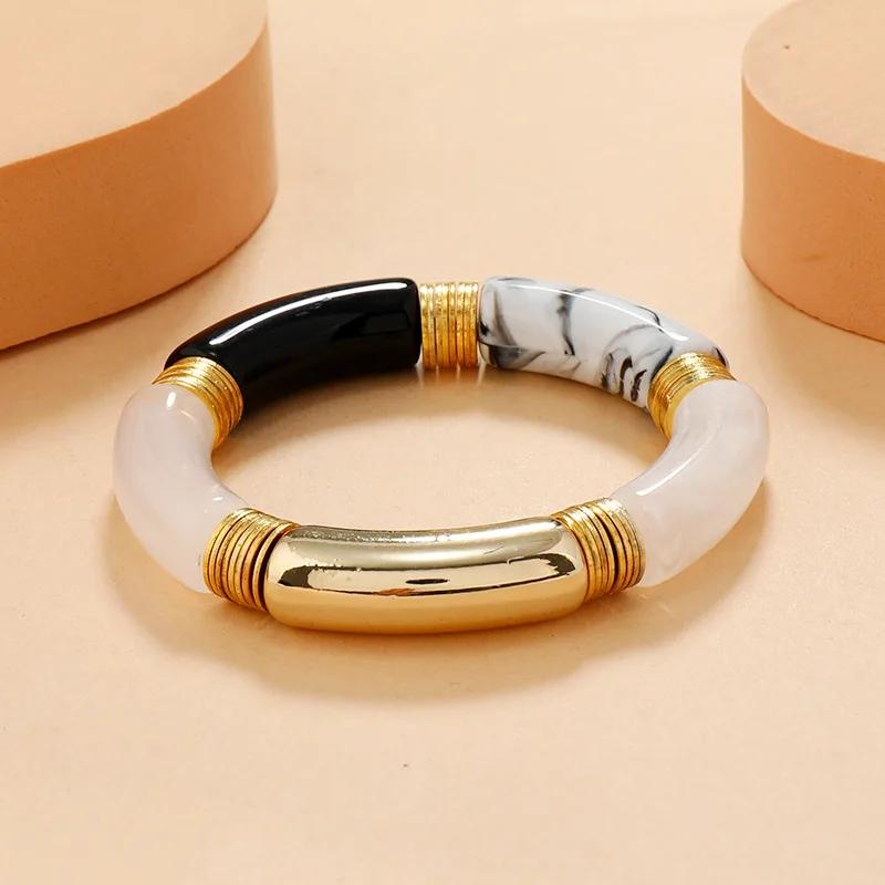 Chunky Acrylic Retro Personality Multicolored Elbow Pipe Elastic Decoration Bangle Bracelets Women Curved Bamboo Trend Tube 16cm
Chunky Acrylic Retro Personality Multicolored Elbow Pipe Elastic Decoration Bangle Bracelets Women Curved Bamboo Trend Tube 16cm
